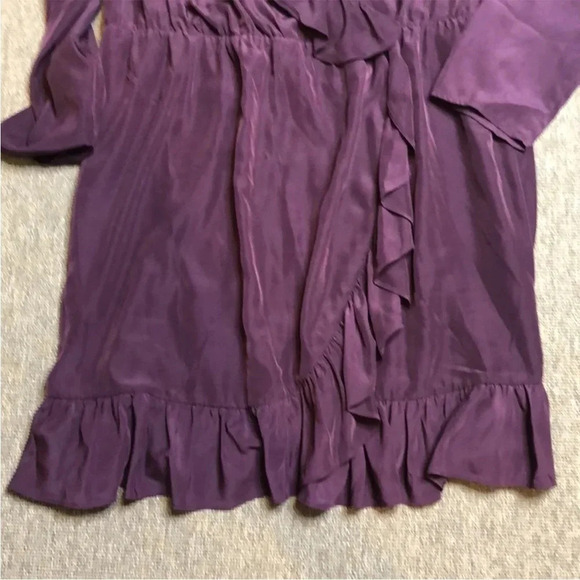 gb x Amanda Uprichard Malia Purple Ruffle Mini Faux Wrap Long Sleeve Dress - Picture 4 of 6